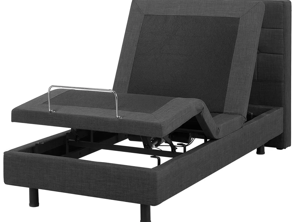 Betten>Beliani Polsterbett Leinenoptik Grau Elektrisch Verstellbar 90 X 200 Cm Duke