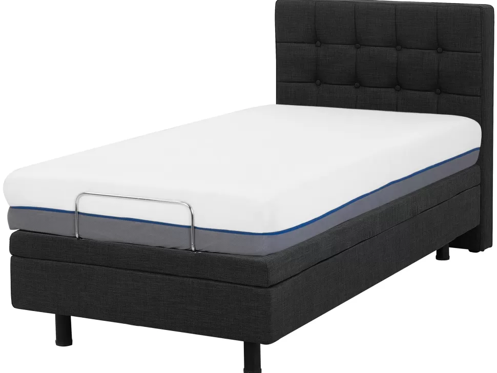 Betten>Beliani Polsterbett Leinenoptik Grau Elektrisch Verstellbar 90 X 200 Cm Duke