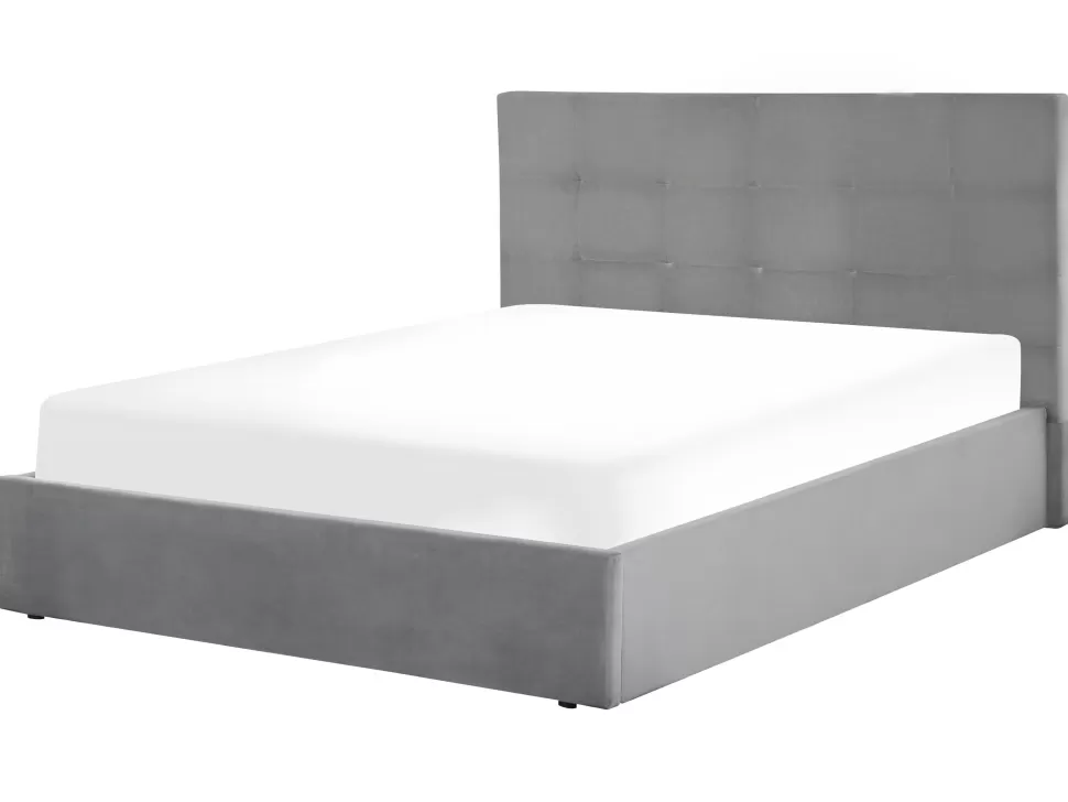 Betten>Beliani Polsterbett Samtstoff Grau Mit Stauraum 160 X 200 Cm Lorient