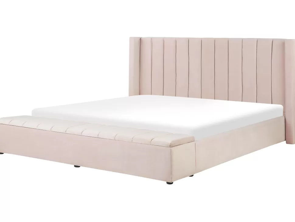 Cheap Beliani Polsterbett Samtstoff Pastellrosa Mit Stauraum 180 X 200 Cm Noyers
