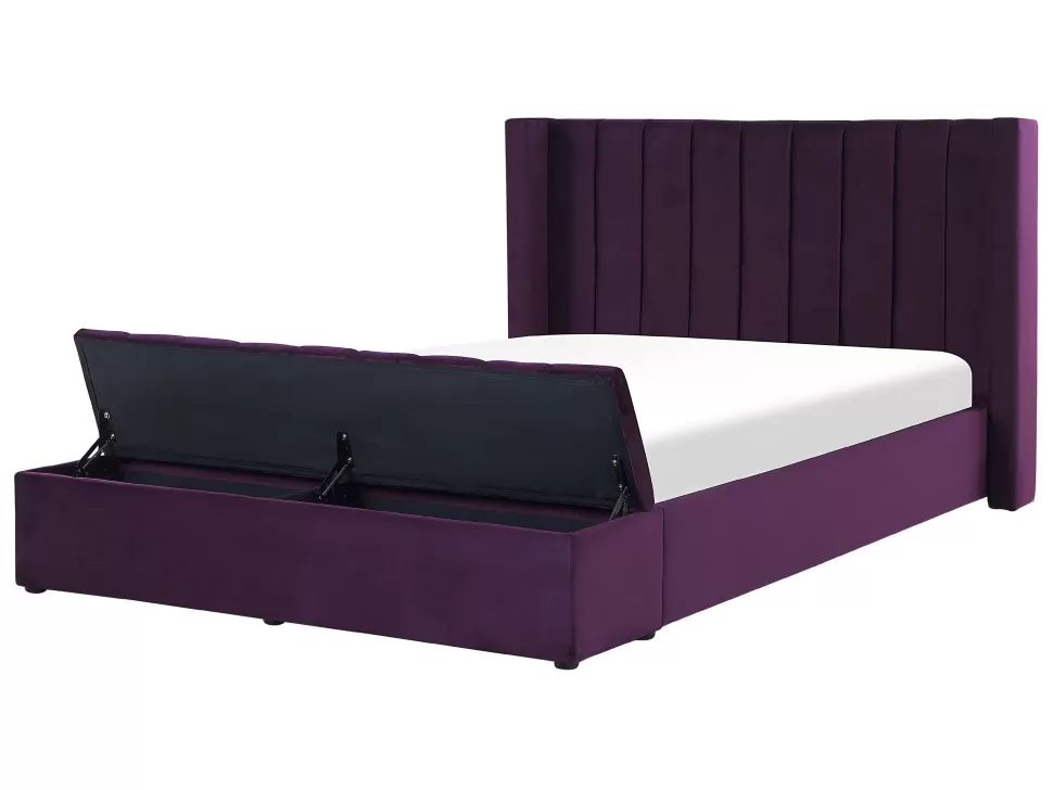 Cheap Beliani Polsterbett Samtstoff Violett Mit Stauraum 140 X 200 Cm Noyers