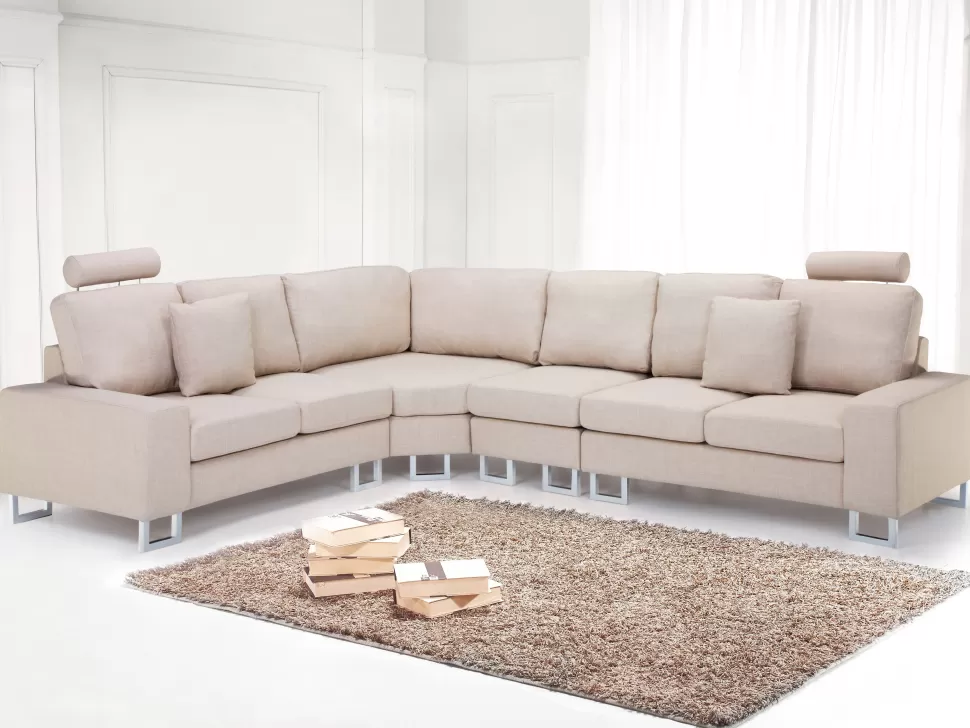 Cheap Beliani Right Hand Corner Fabric Sofa Beige Stockholm