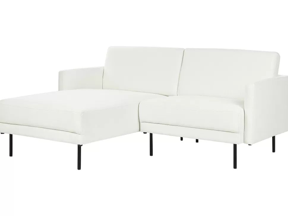 Cheap Beliani Right Hand Fabric Corner Sofa White Breda