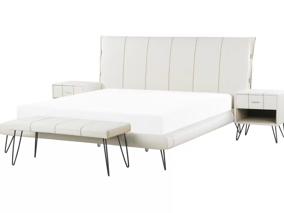 Betten>Beliani Schlafzimmer Komplett Set 4-Teilig Weis 180 X 200 Cm Betin