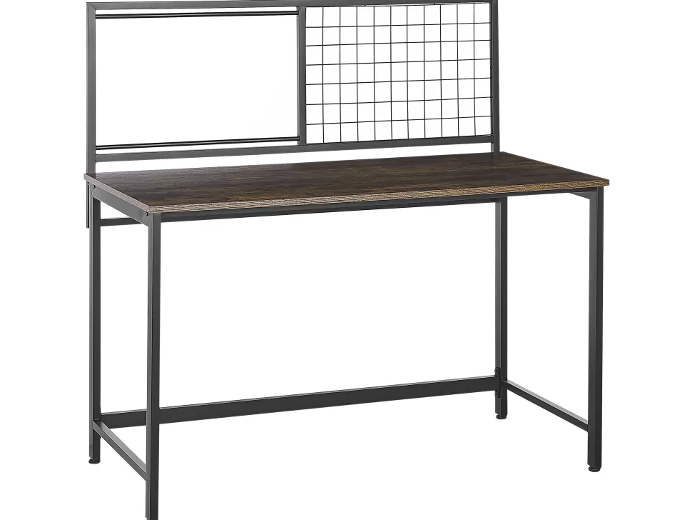 Sale Beliani Schreibtisch Dunkler Holzfarbton / Schwarz 118 X 60 Cm Vince