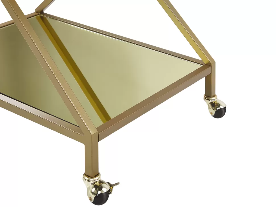 Cheap Beliani Servierwagen Metall Gold Spiegeleffekt 2 Etagen Ivera