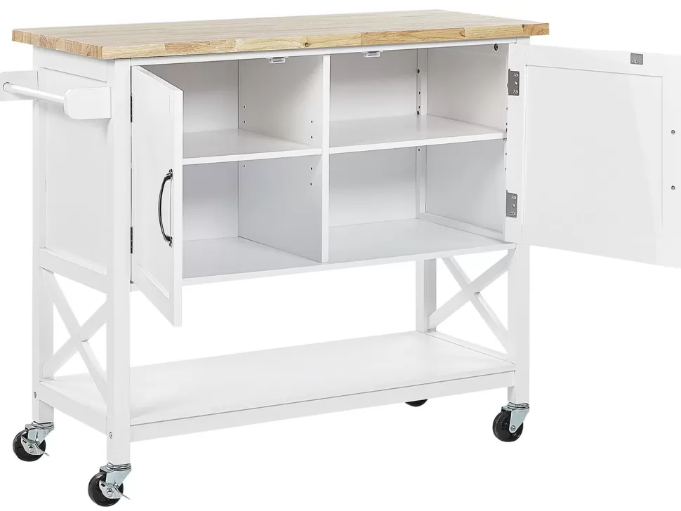 Aufbewahrung>Beliani Servierwagen Weis / Heller Holzfarbton Mele