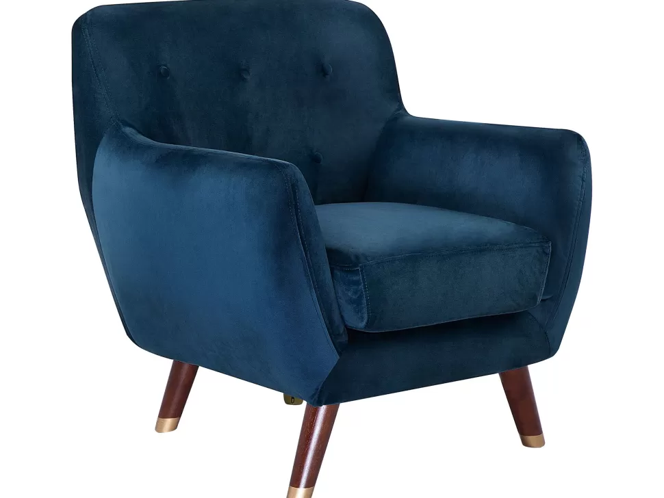 Sessel>Beliani Sessel Samtstoff Marineblau Bodo