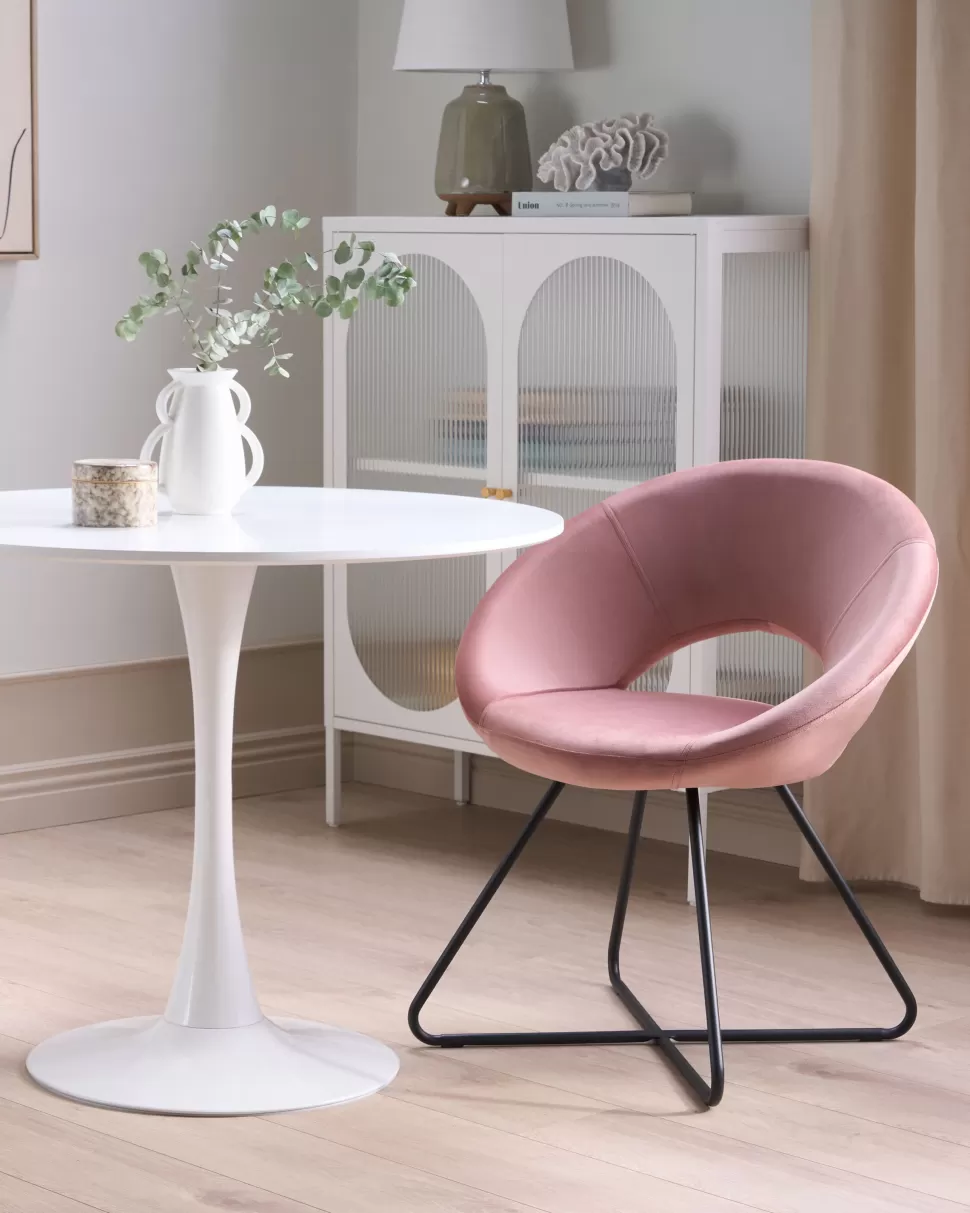 Sessel>Beliani Sessel Samtstoff Rosa / Schwarz Rachel