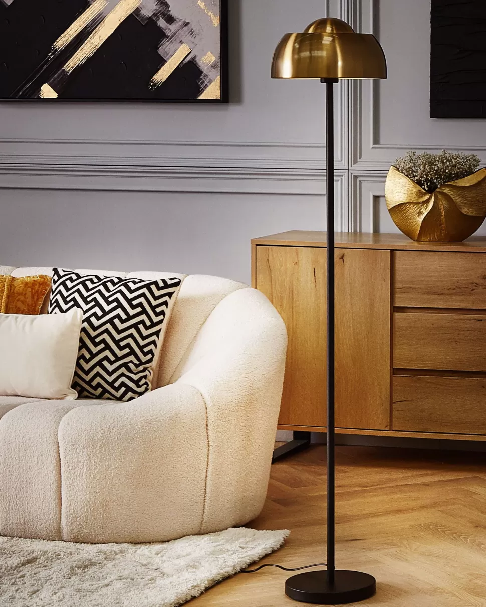 Fashion Beliani Stehlampe Gold / Schwarz 148 Cm Rund Senette