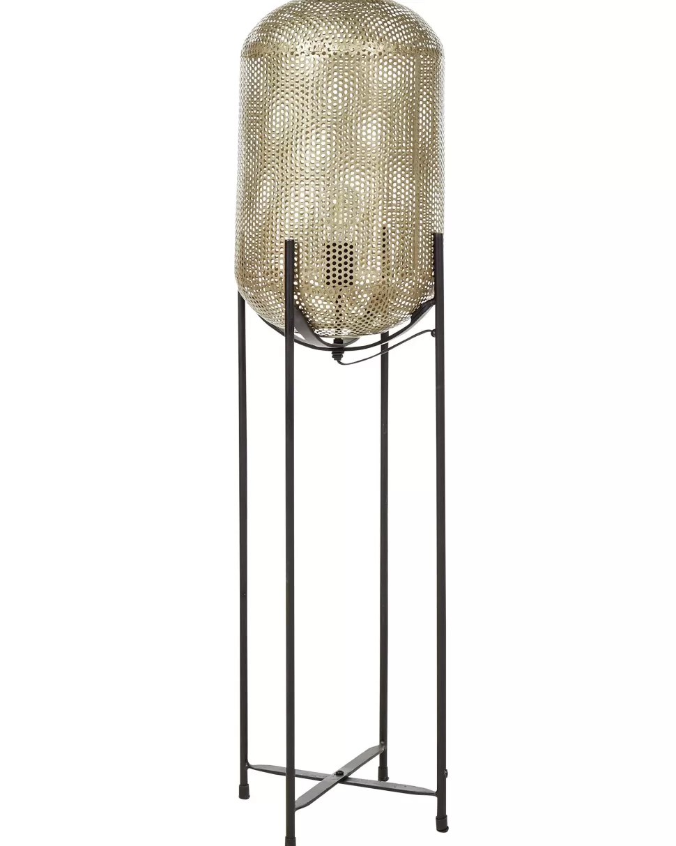 Discount Beliani Stehlampe Metall Messing / Schwarz 107 Cm Oval Gitter-Design Kamini