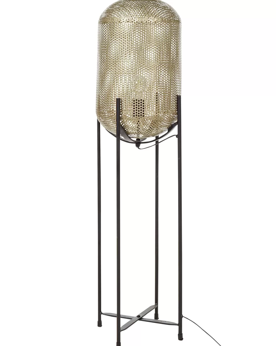 Discount Beliani Stehlampe Metall Messing / Schwarz 107 Cm Oval Gitter-Design Kamini