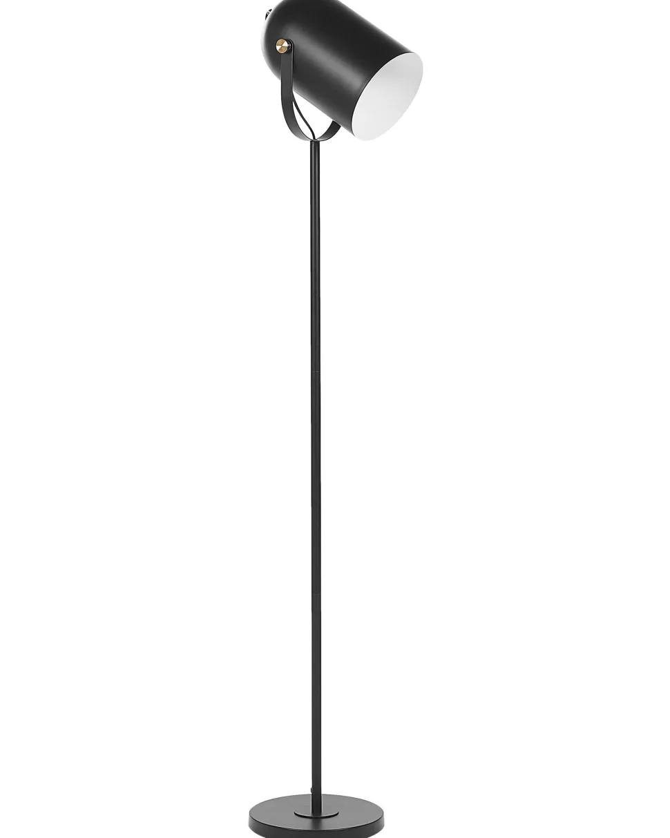 Clearance Beliani Stehlampe Metall Schwarz / Gold Matt 156 Cm Rund Tyria