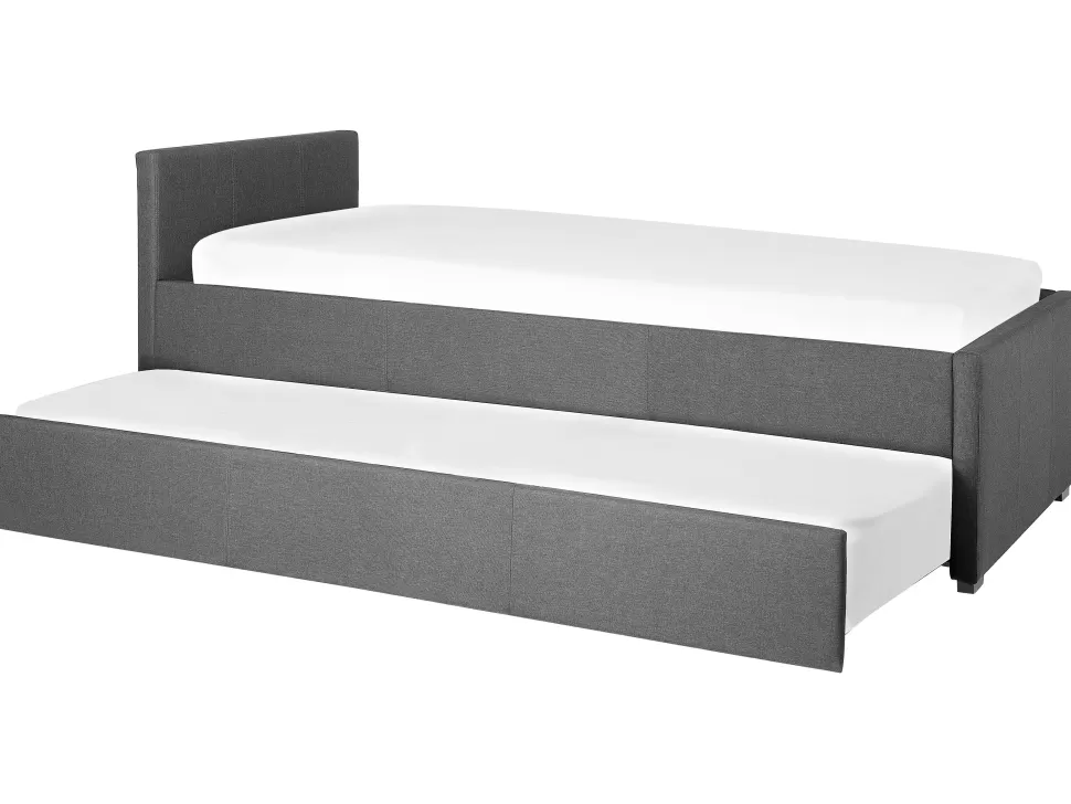 Cheap Beliani Tagesbett Ausziehbar Polsterbezug Dunkelgrau Leinenoptik Lattenrost 90 X 200 Cm Marmande