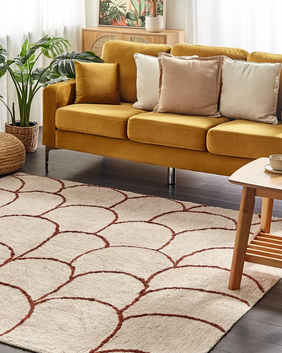 Cheap Beliani Teppich Baumwolle Beige / Braun 200 X 200 Cm Geometrisches Muster Kurzflor Avdan