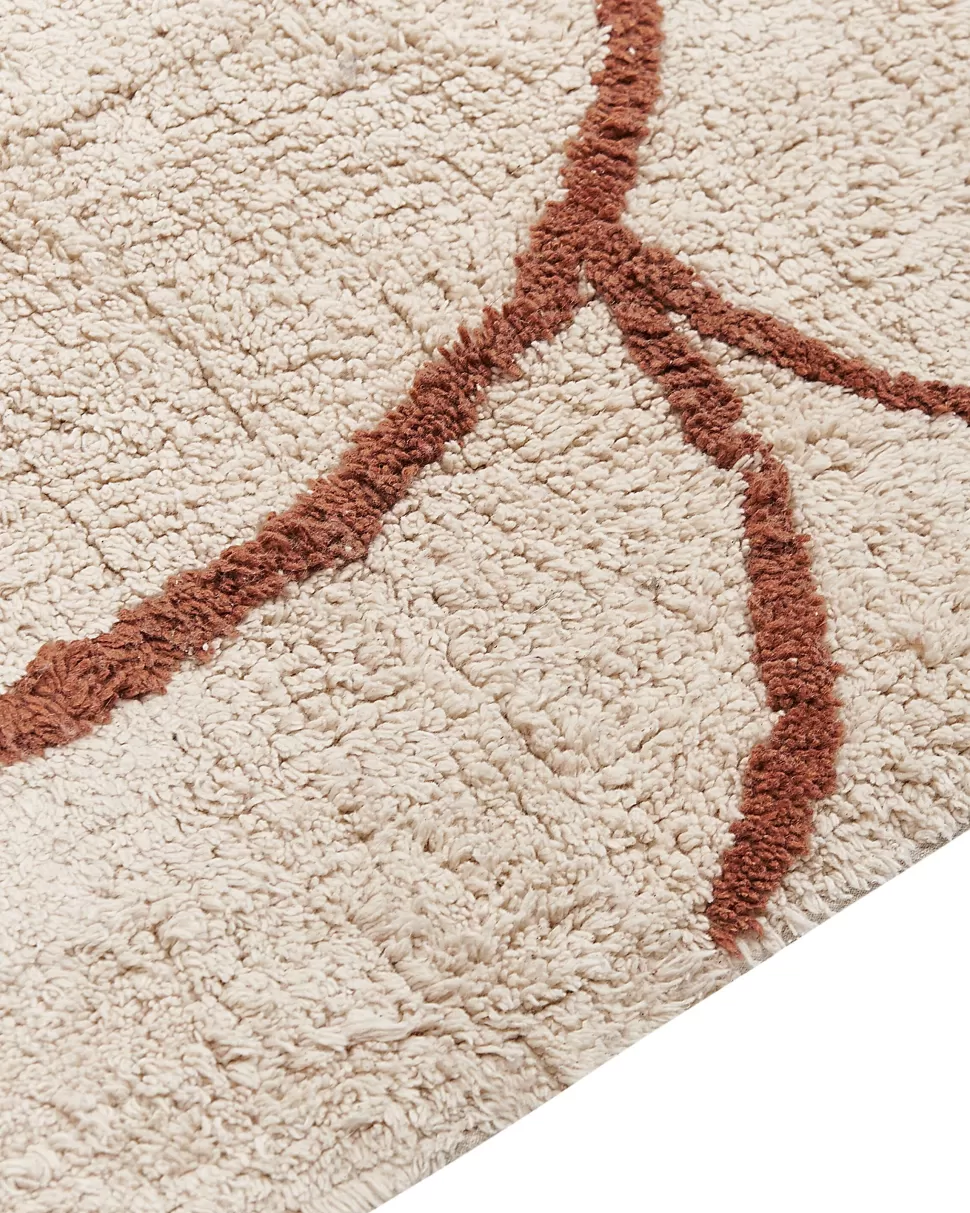 Cheap Beliani Teppich Baumwolle Beige / Braun 200 X 200 Cm Geometrisches Muster Kurzflor Avdan
