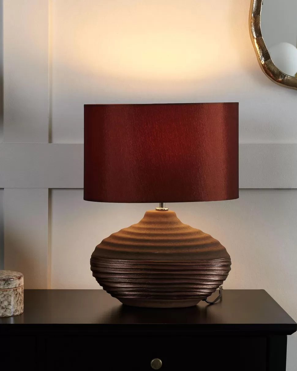 Fashion Beliani Tischlampe Braun 42 Cm Trommelform Lima