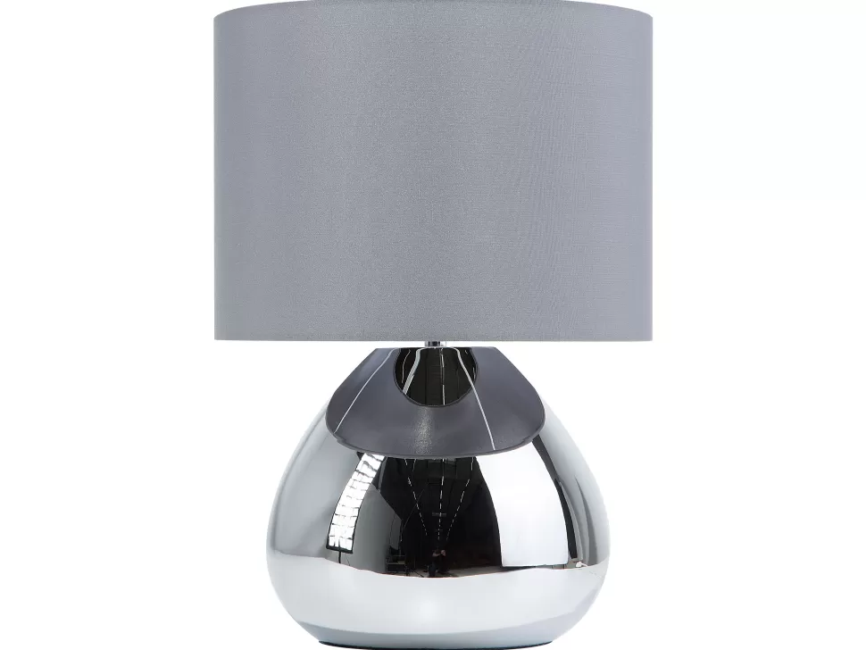 Discount Beliani Tischlampe Grau 41 Cm Trommelform Ronava