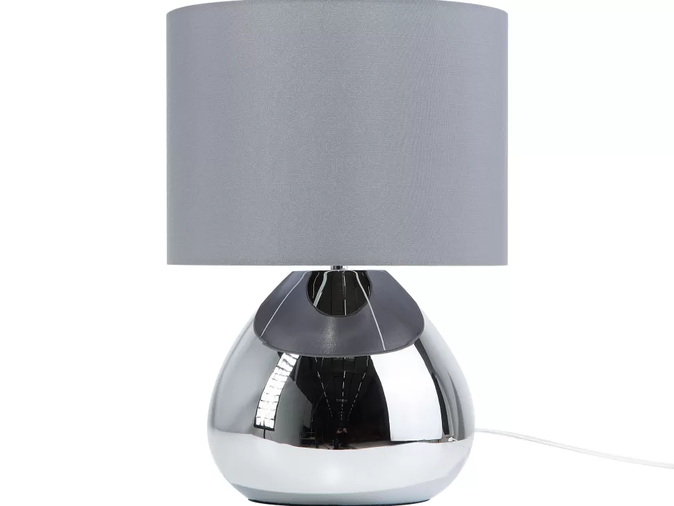 Discount Beliani Tischlampe Grau 41 Cm Trommelform Ronava