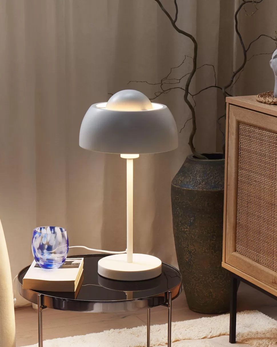 Fashion Beliani Tischlampe Weis 44 Cm Rund Senette