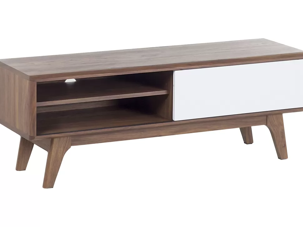 Cheap Beliani Tv-Mobel Dunkler Holzfarbton / Weis 117 X 35 X 44 Cm Buffalo