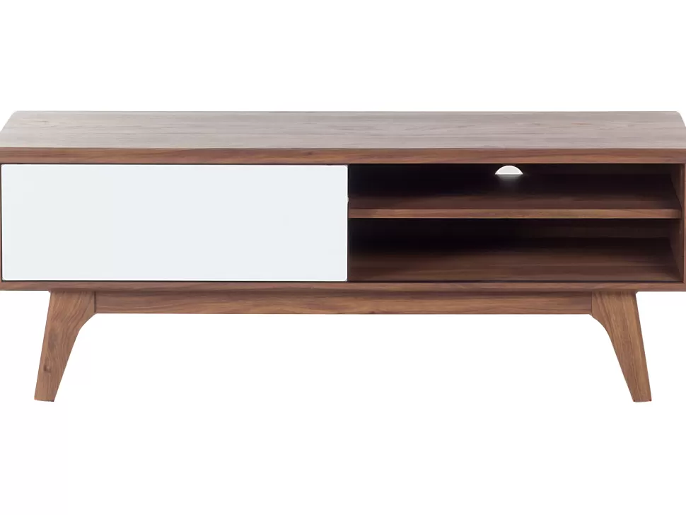 Cheap Beliani Tv-Mobel Dunkler Holzfarbton / Weis 117 X 35 X 44 Cm Buffalo