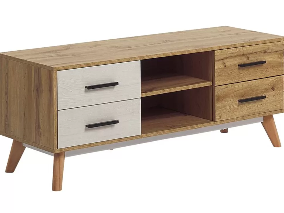 Cheap Beliani Tv-Mobel Heller Holzfarbton 120 X 40 X 49 Cm Florida