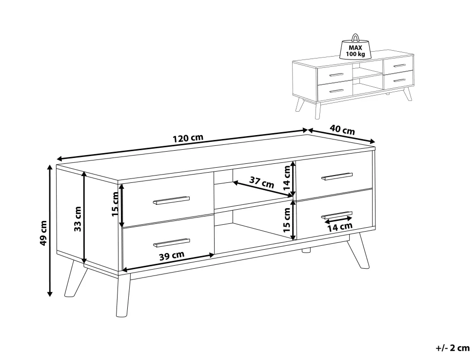 Cheap Beliani Tv-Mobel Heller Holzfarbton 120 X 40 X 49 Cm Florida
