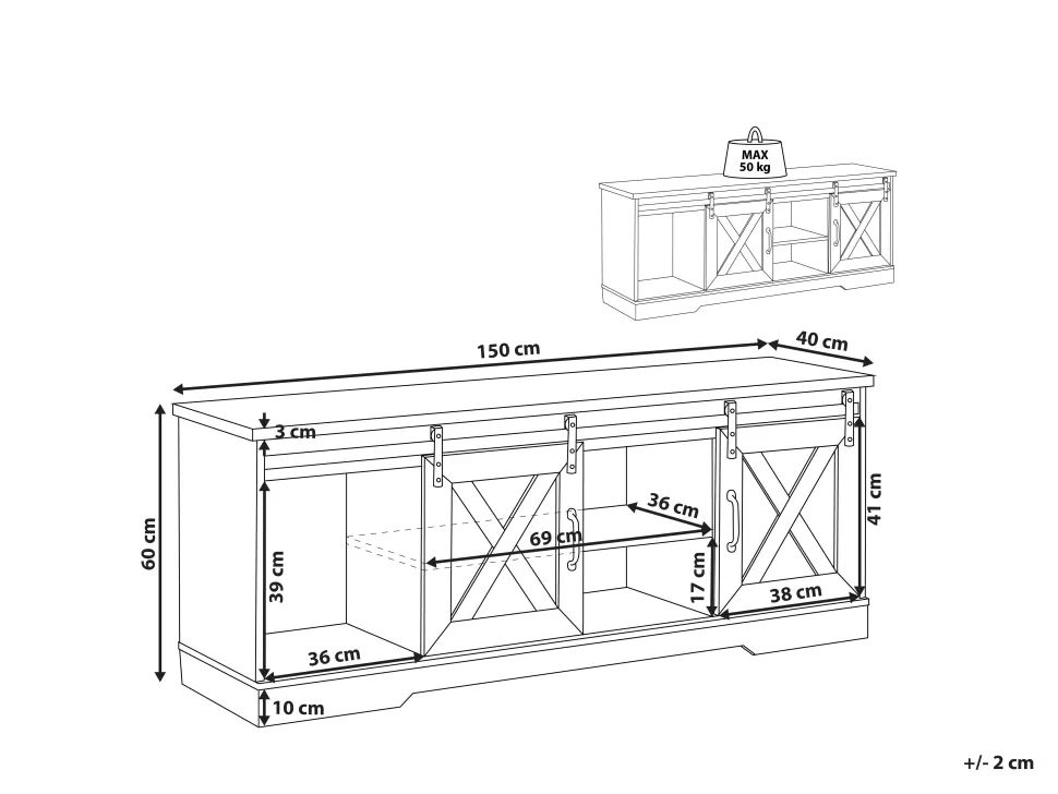 Cheap Beliani Tv-Mobel Heller Holzfarbton 2 Schiebeturen 150 X 40 X 60 Cm Ulan