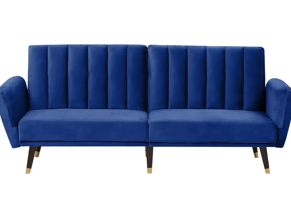 Sofas>Beliani Velvet Sofa Bed Navy Blue Vimmerby