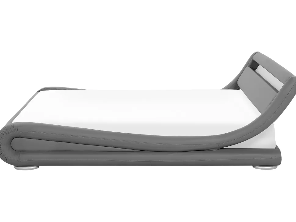 Betten>Beliani Wasserbett Kunstleder Grau 180 X 200 Cm Mit Led-Beleuchtung Avignon