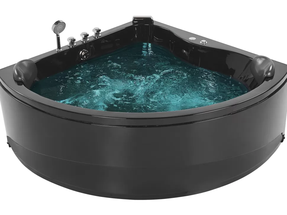 Cheap Beliani Whirlpool Badewanne Schwarz Eckmodell Mit Led 140 X 140 Cm Baracoa