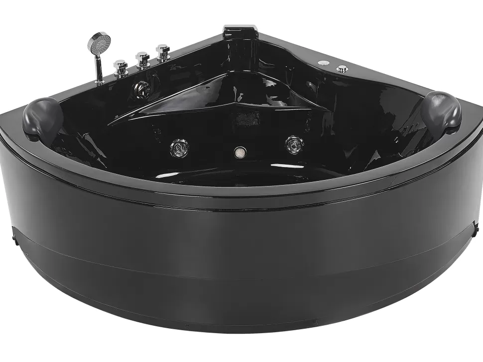 Cheap Beliani Whirlpool Badewanne Schwarz Eckmodell Mit Led 140 X 140 Cm Baracoa