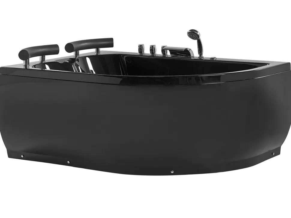 Cheap Beliani Whirlpool Badewanne Schwarz Eckmodell Mit Led Rechts 160 Cm X 113 Cm Paradiso