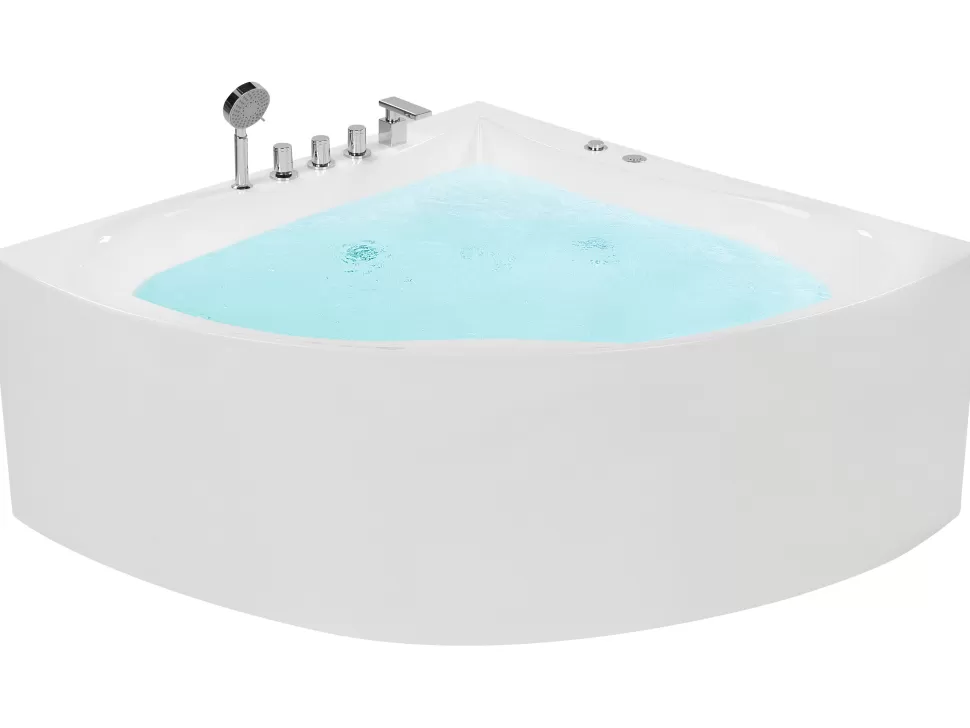 Flash Sale Beliani Whirlpool Badewanne Weis Eckmodell 187 X 133 Cm Islita